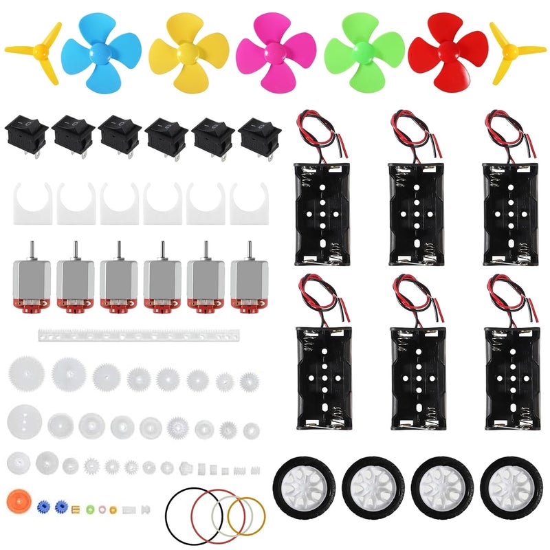 AEDIKO 6 Sets DC Motors Kit Mini Electric Hobby Motor 3V -12V 25000RPM with Plastic Gears 2X AA Battery Holder Boat Rocker Switch Shaft Propeller for DIY Science Projects - Image 1